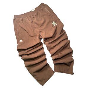 Y2K Adidas XL Brown Bears Football Baggy Track Pants Ankle Zipper-2 Flaws in Pic